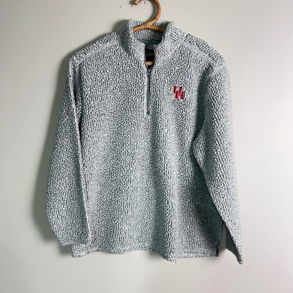 Oxford America Pullover Mens‎ XXL Houston Cougars Sherpa Fleece Gray Quarter Zip